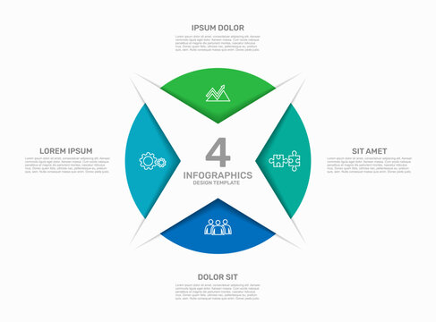 Modern business infographic template featuring colorful star segments with line icons. Vector illustration.