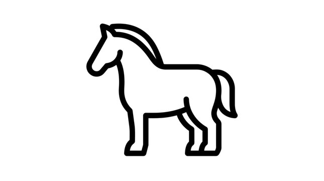Clean Horse Icon, Minimalist Equine Outline, Livestock Symbol, Equestrian Art