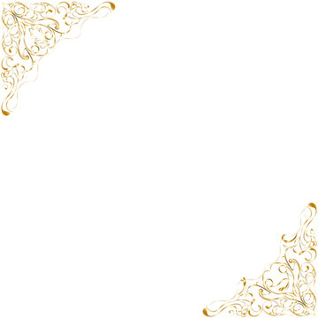 Premium gold, arabesque, corner frame, Ottoman style, saz leaf, royal gold, copy space included.