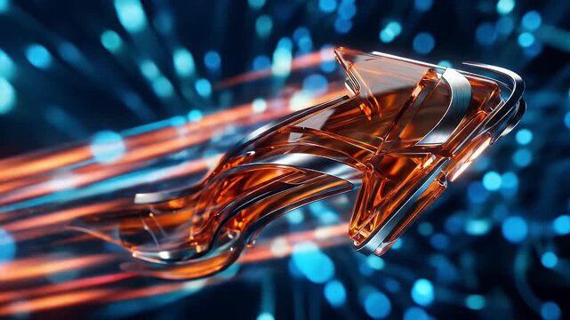 Abstract futuristic digital art with glowing copper metallic texture.
