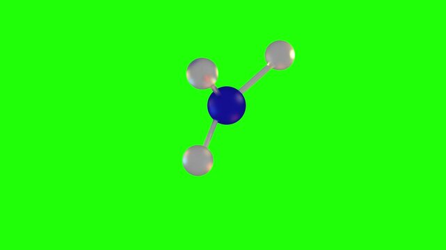 Ammonia Molecules Floating over Green Background