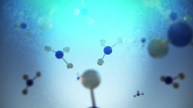 Ammonia Molecules Floating in Cinematic Blue World