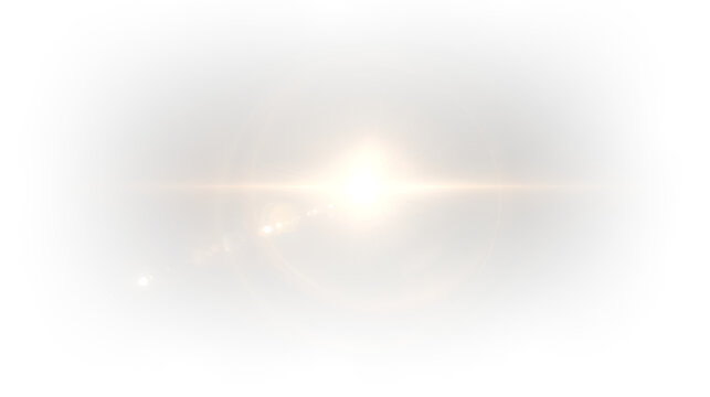 Golden sunburst glow with radiant light rays PNG
