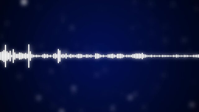 Abstract Glowing audio visualization effect and voice record icon animation on gradient background.