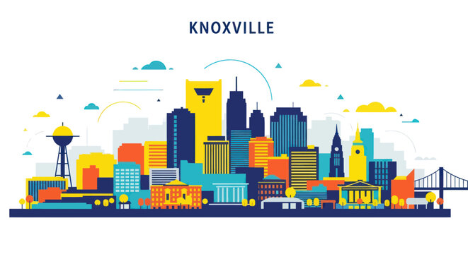 Knoxville tennessee skyline in colorful flat design style