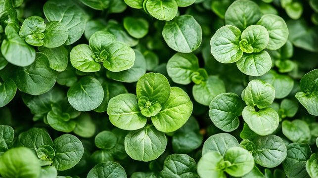 Natural Green Foliage Texture Floral Background of Lush Spring Mentha Pulegium Plant Texture Back