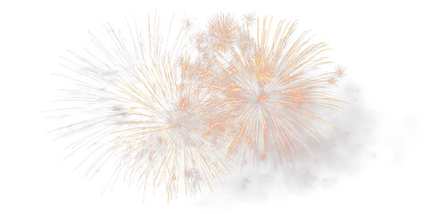 Fototapeta premium Realistic holiday fireworks with bright light explosion PNG