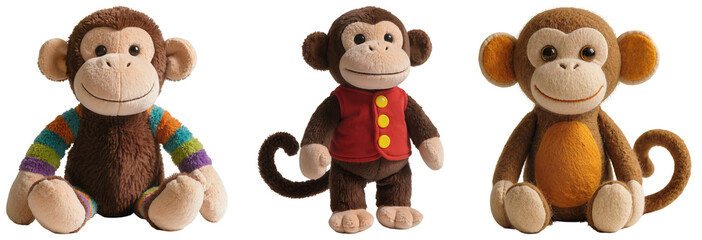 Three stuffed monkey toys isolated on a white background © david