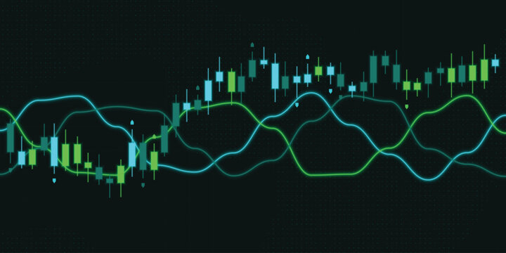 Crypto Candlestick Chart Vector in Cyberpunk Financial  Color Palette Theme