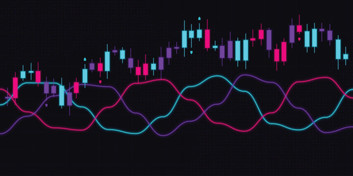 Crypto Candlestick Chart Vector in Cyberpunk Vibe Color Palette Theme