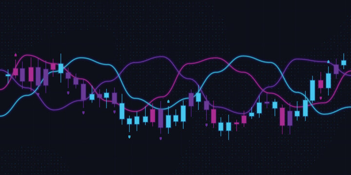 Crypto Candlestick Chart Vector in Ultra Violet Matrix Color Palette Theme
