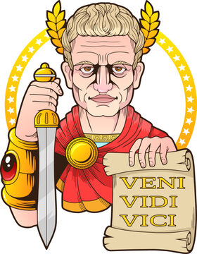 Roman emperor, Gaius Julius Caesar, design illustration