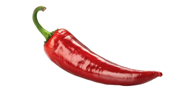 Fresh spicy red chili pepper pod single vegetable isolated on a transparent background