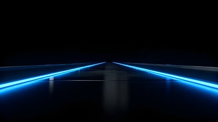 Fototapeta premium Blue neon light corridor