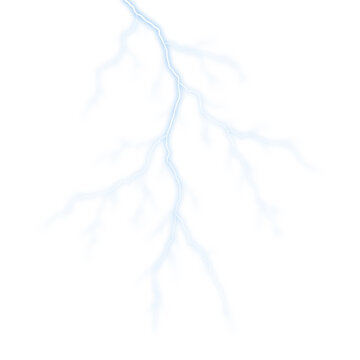 Glowing blue lightning bolts PNG isolated on transparent background with vivid electric discharge, radiant sparks and realistic thunderstorm illumination effect
