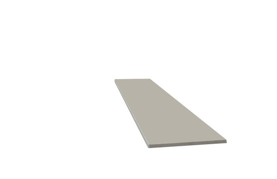 Plate shelf board and trampoline in side 3D right perspective. On isolated transparent background.