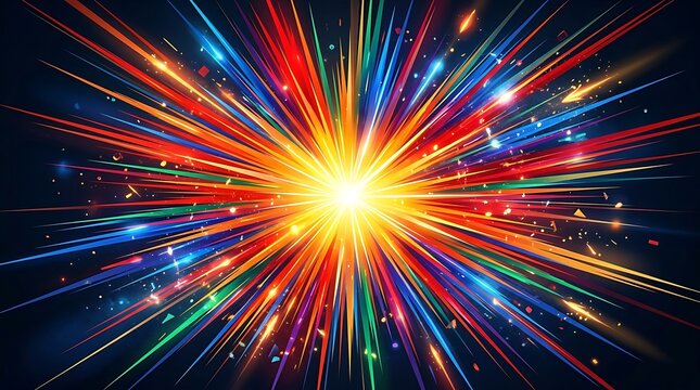 Colorful fireworks explosion in dark space background