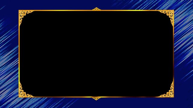 Elegant Royal Blue Background with Ornate Golden Frame