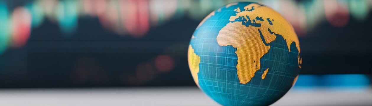 Subject An ovalellipsoid-shaped globe showing Earth (AfricaEurope area). Composition Vertical orientation, close-up, shallow depth of field (bokeh background), the globe is off-center