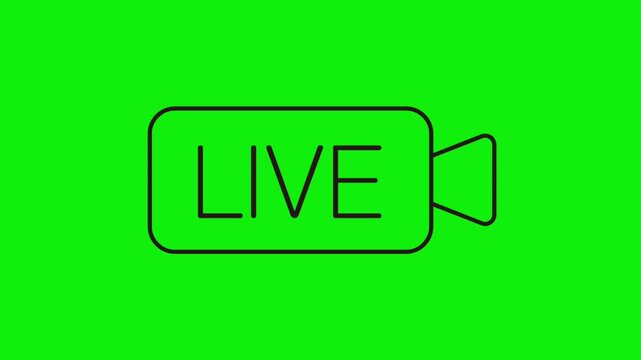 Live Broadcast Neon Sign on Vibrant Green Background Minimalist Style