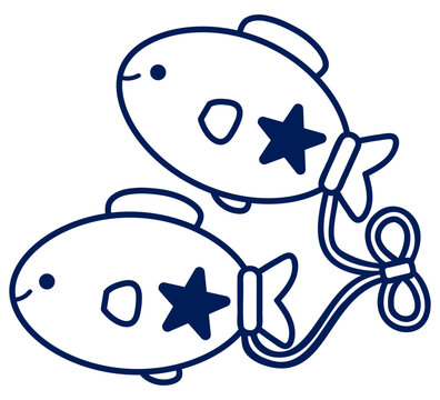 かわいい魚座（線のみ）