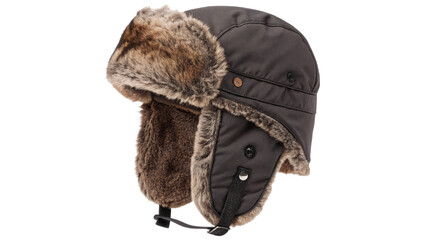 Classic warm brown leather aviator hat headwear isolated on a transparent background © Ivanka