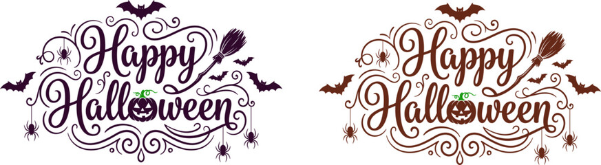 Halloween greeting graphics with spooky elements © saju