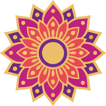 Geometric Pink and Purple Circular Mandala Ornament