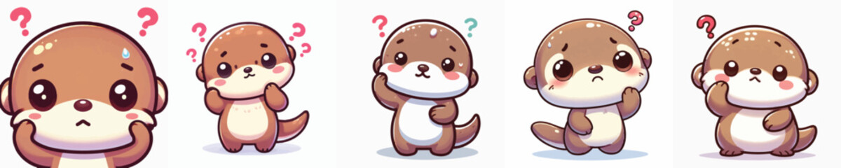 Vector of a cute cartoon otter character confusing and scratching its head © FirdianKrisna