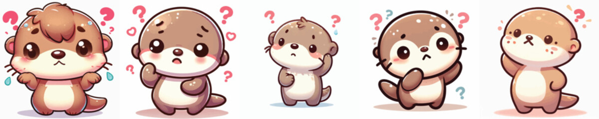 Vector of a cute cartoon otter character confusing and scratching its head © FirdianKrisna