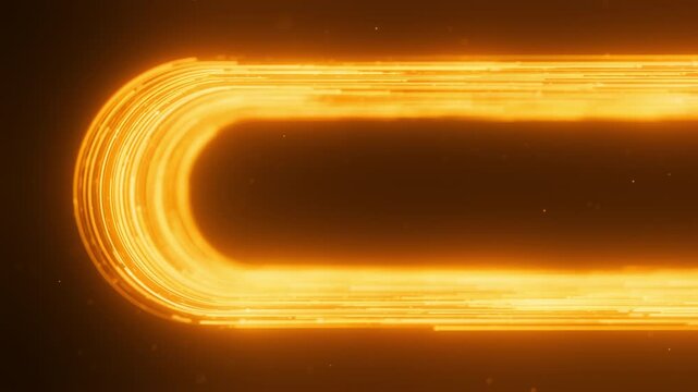 Golden Data Trail Makes A Smooth U Turn Around Dark Copy Space In Futuristic Motion.