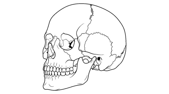 Human Skull Side View Anatomical Vintage Engraving Vector Illustration Isolated