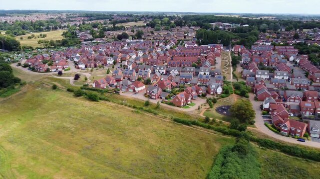 Aerial View of the Redrow housing development in Barton Seagrave Kettering Northamptonshire