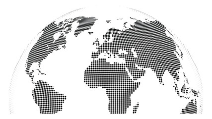 Dotted globe vector black and white world map halftone continents earth sphere illustration design background for technology business presentation template  © Ahmed