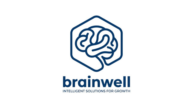 Brainwell Logo - Intelligent Solutions for Growth with Brain Icon.