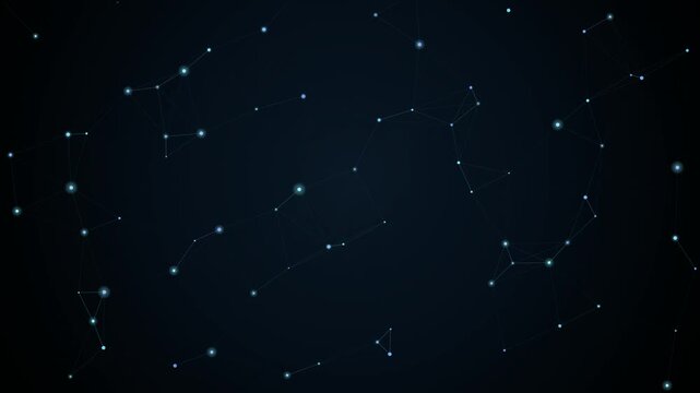 Abstract Glowing Blue Ai Neural Network Connection. Moving Digital Nodes and Connections Loop