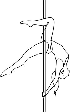 Continuous Line Pole Dancer Illustration Performing Aerial Fitness Inverted PoseContinuous Line Pole Dancer Illustration Performing Aerial Fitness Inverted Pose