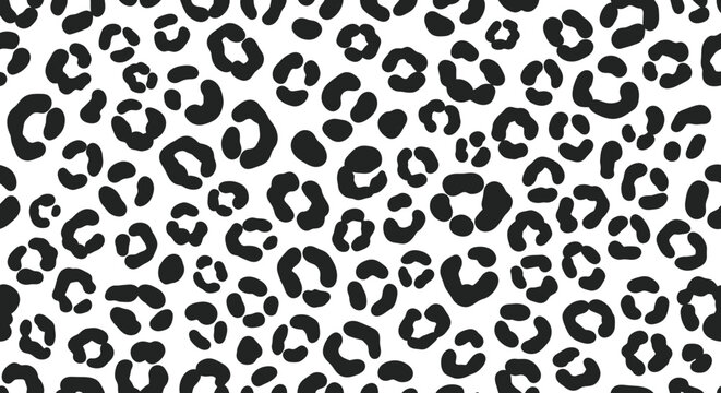 Black and white leopard print seamless pattern