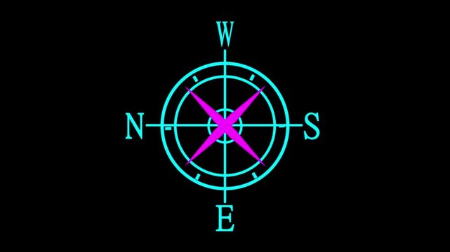 Compass icon animated.Compass line icon on the Alpha Channel.Directional compass icon illustration..