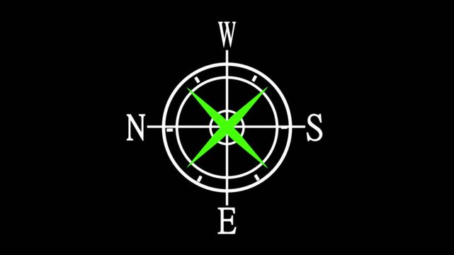 Compass icon animated.Compass line icon on the Alpha Channel.Directional compass icon illustration..