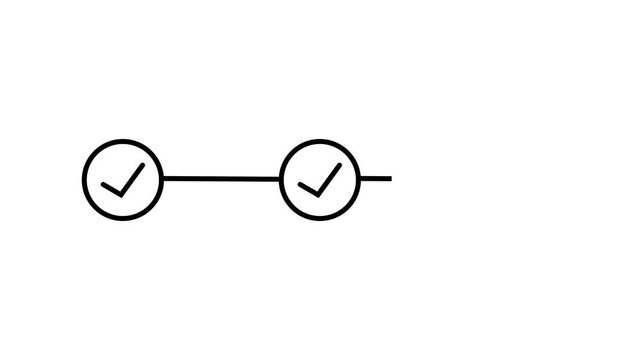 3 step infographic process with check mark. infographic step by step process sign animation on black background, step process success with check marks. Step-by-Step Guide: Business Steps.
