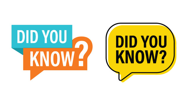 Two vibrant, colorful speech bubble icons featuring the text "Did you know?"