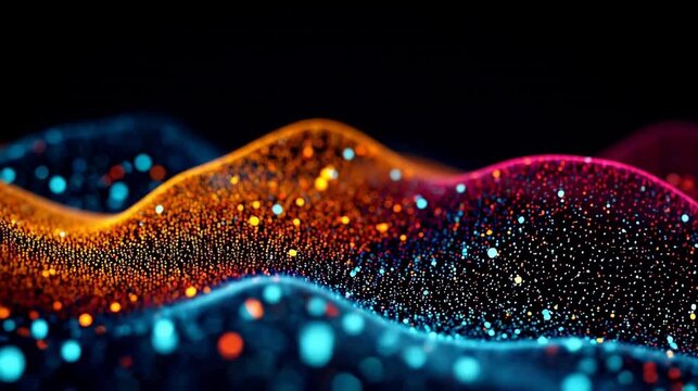 Colorful particle wave on dark background