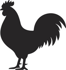 Black silhouette rooster standing sideways profile © Mithun