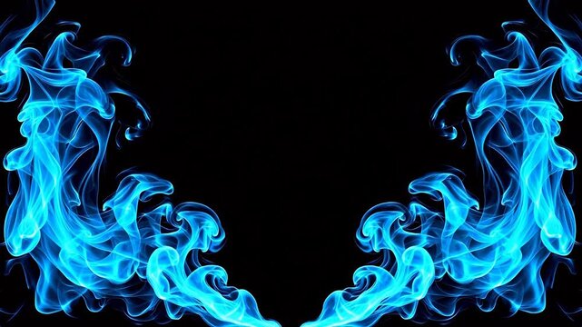 Blue smoke patterns on black background