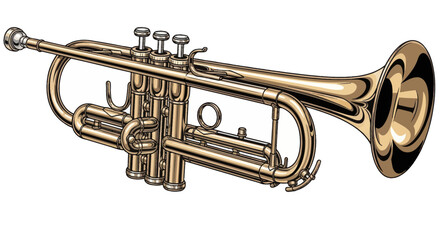 Obraz premium Brass trumpet musical instrument with detailed shading