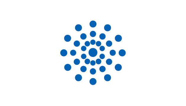 Blue dots in circular pattern design.