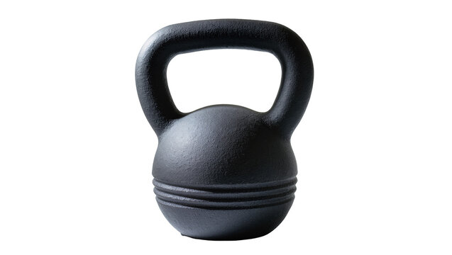 Isolated black kettlebell heavy cast iron weight for strength training and fitness workouts