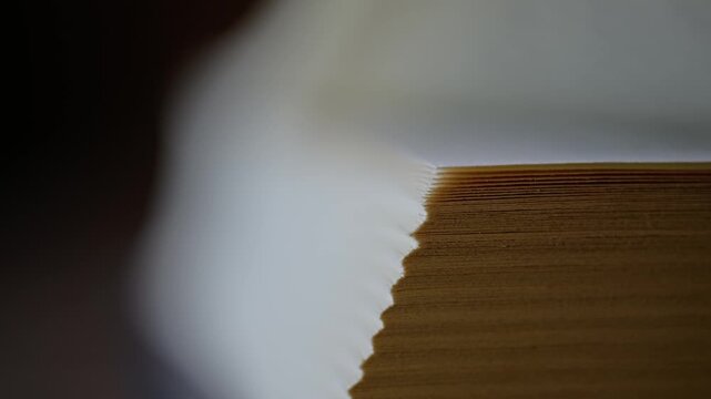Macro video of flipping book pages quickly