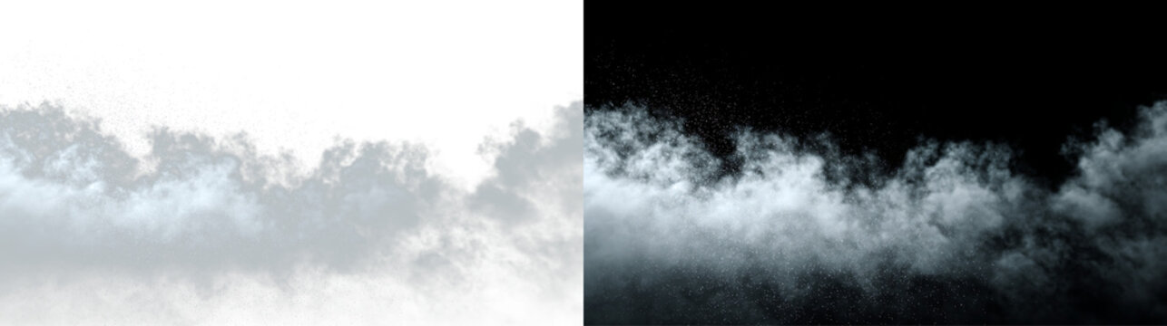 White tapioca starch explosion with floating flour dust particles